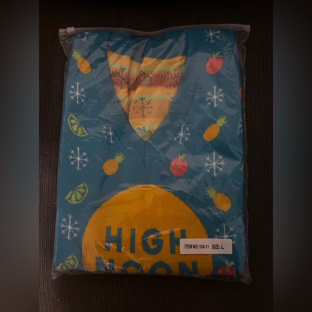 High Noon Sun Sips Hard Seltzer Ugly Sweater Vest Medium Made In The USA